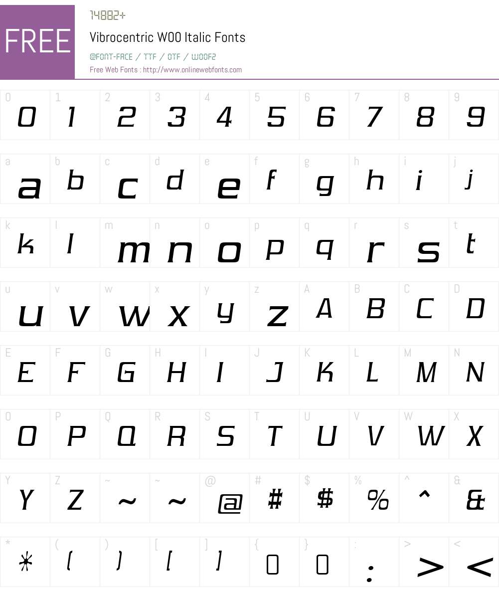 VibrocentricW00-Italic Font Screenshots