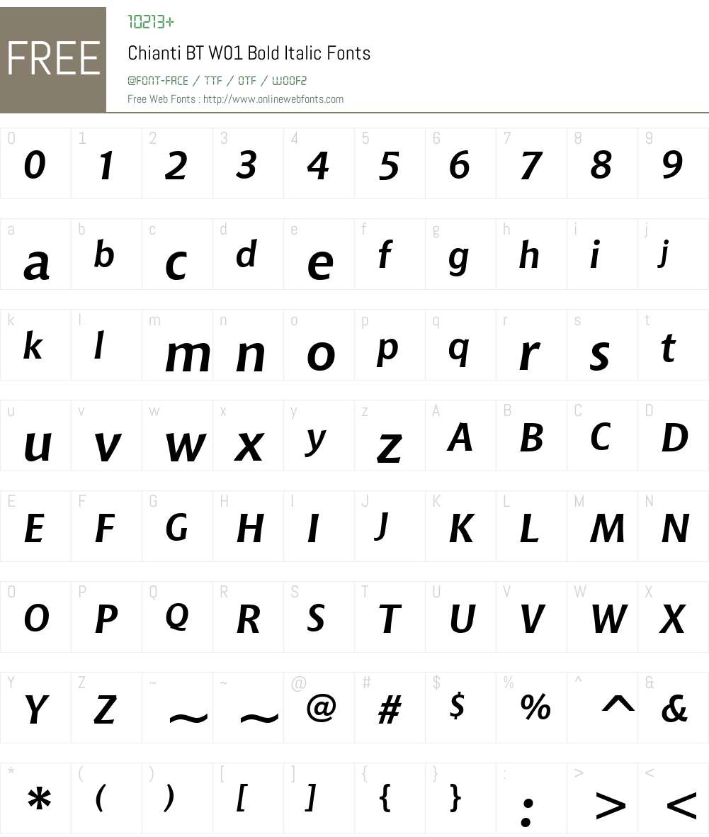 ChiantiBTW01-BoldItalic Font Screenshots