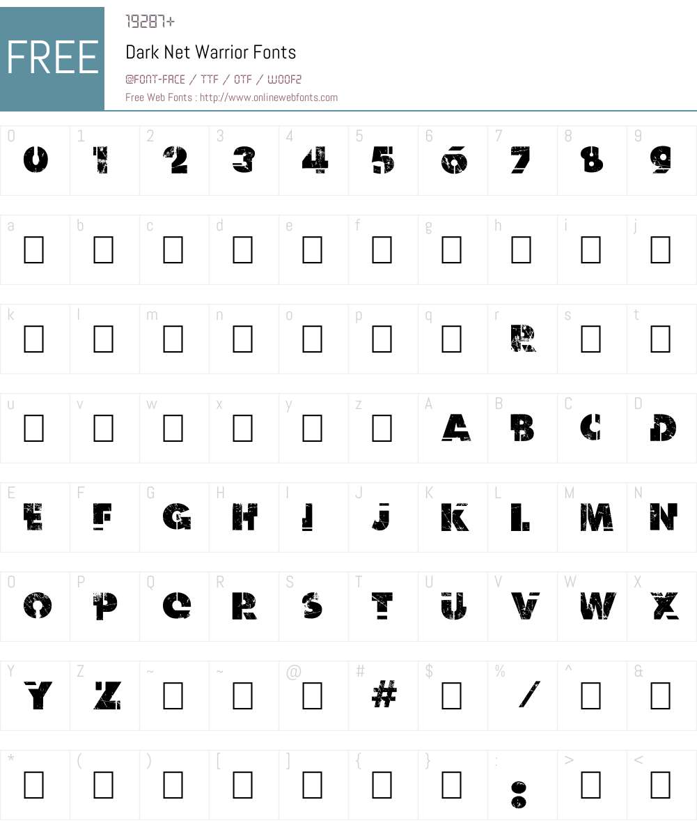 Dark Net Warrior Font Screenshots