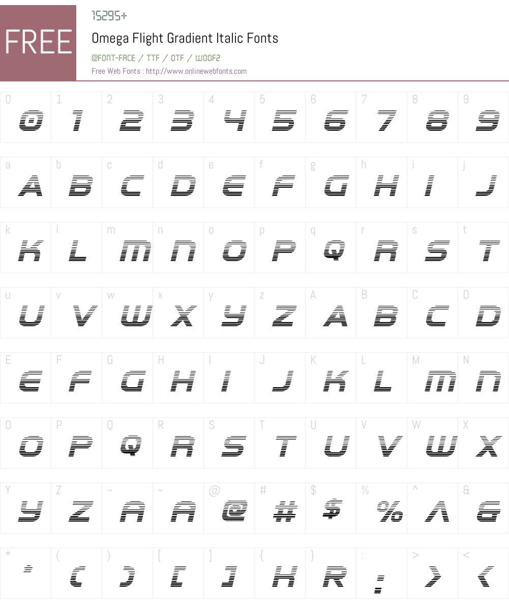 Omega Flight Gradient Italic Font Screenshots