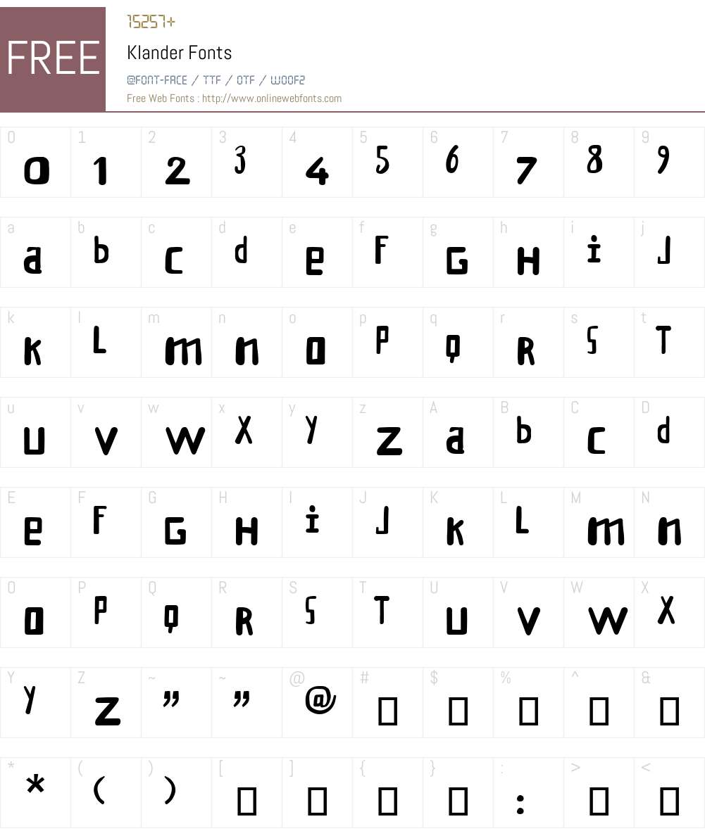 Klander Font Screenshots