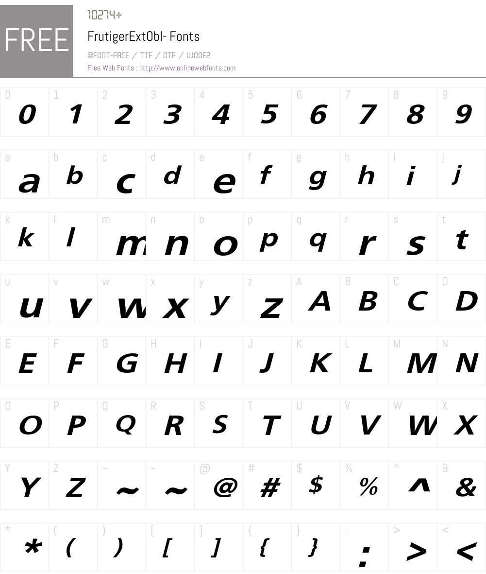 FrutigerExtObl- Font Screenshots