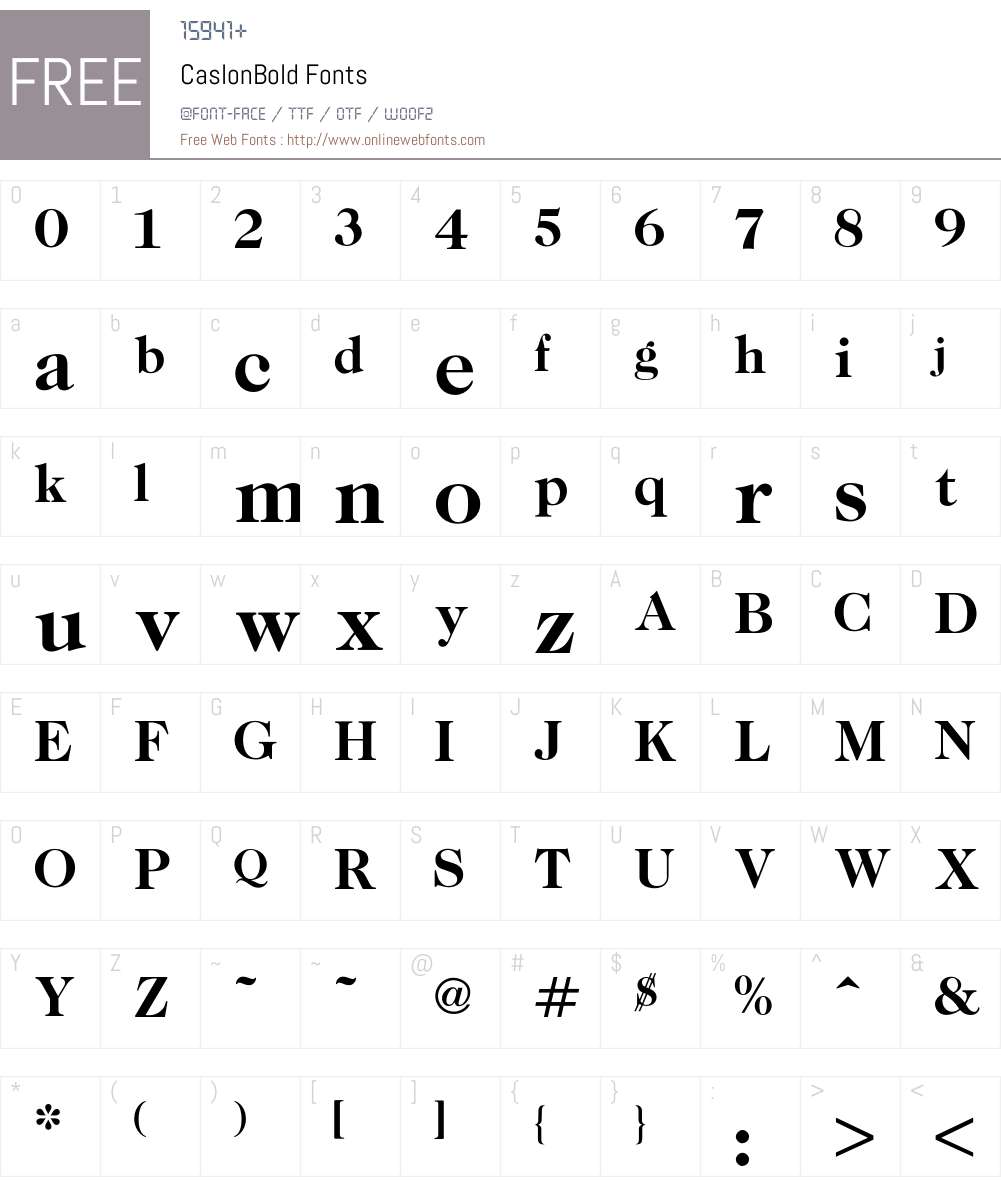 Caslon Font Screenshots