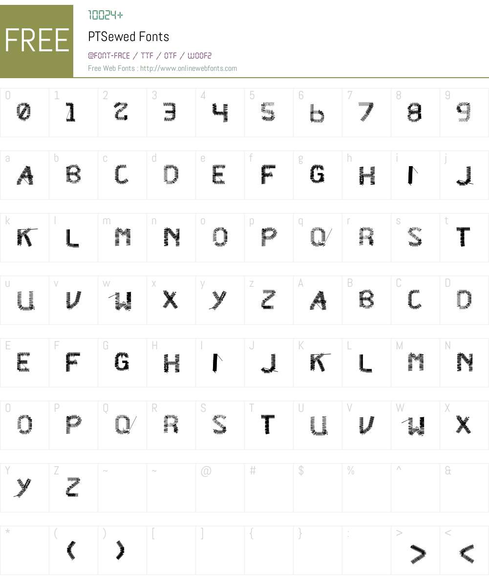 PTSewed Font Screenshots