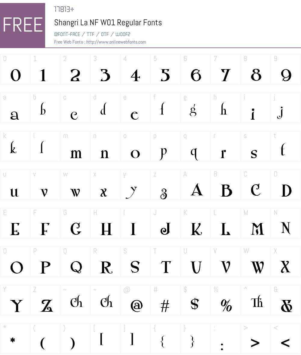 ShangriLaNFW01-Regular Font Screenshots