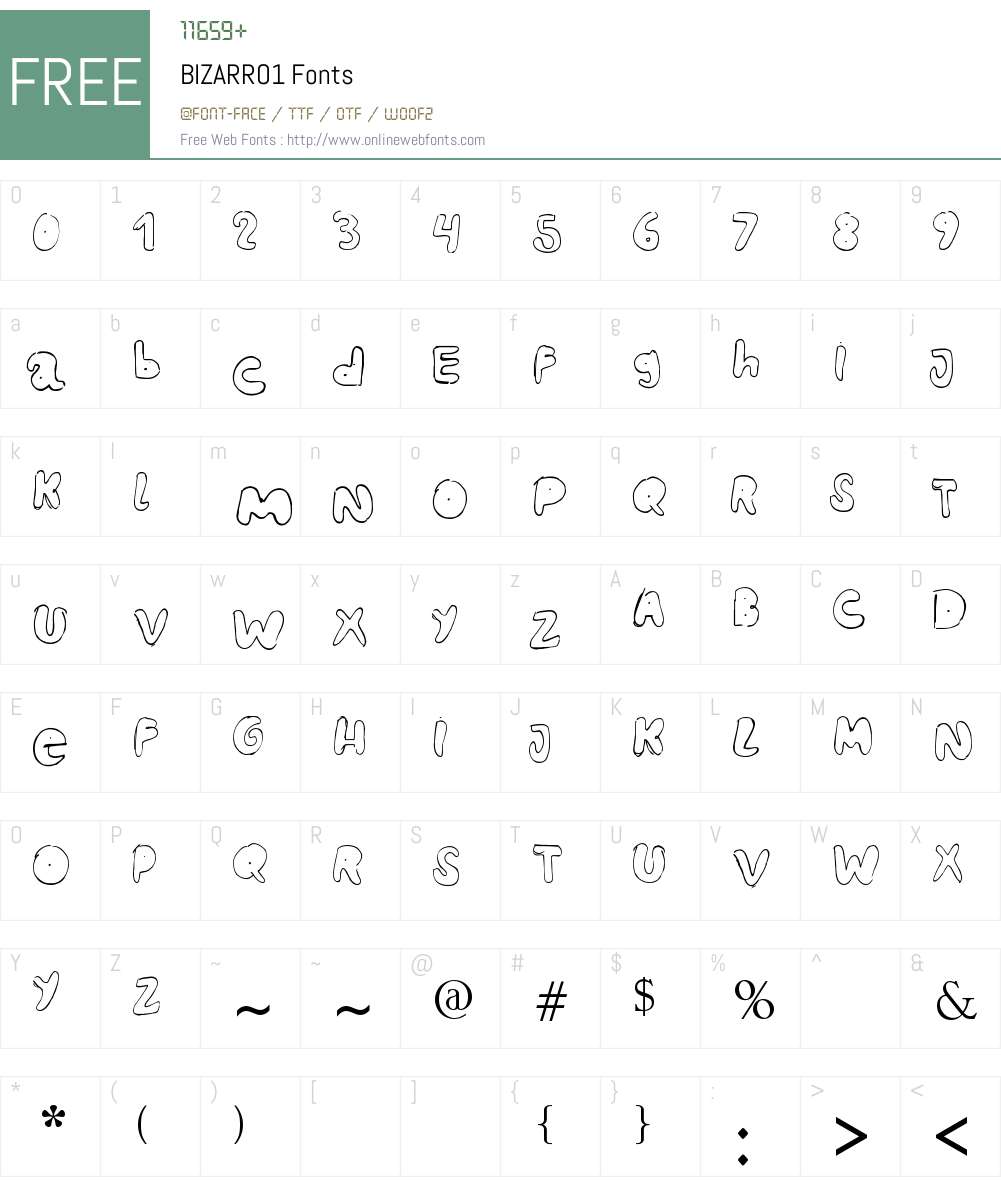 BIZARRO1 Font Screenshots
