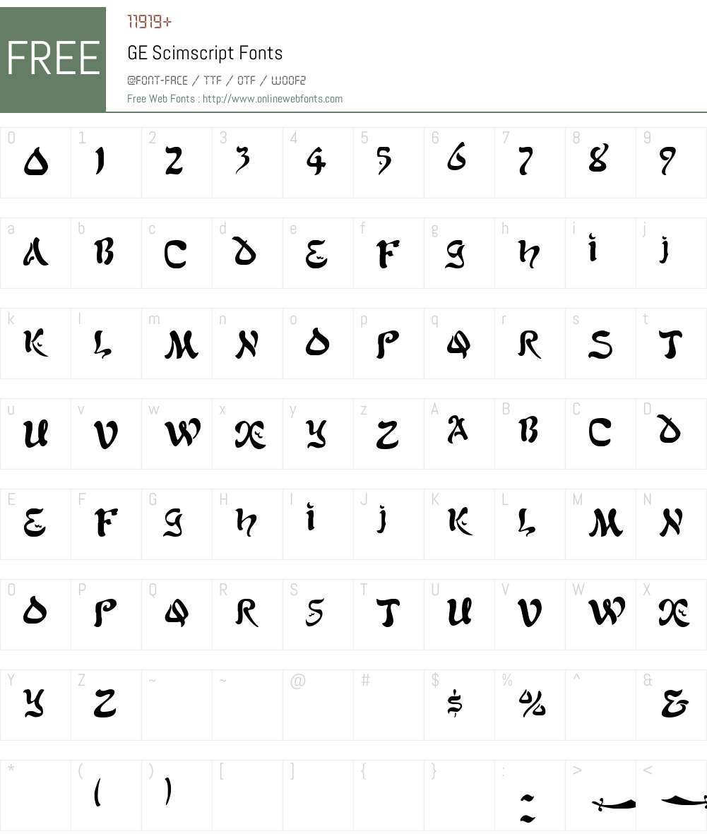 GE Scimscript Font Screenshots