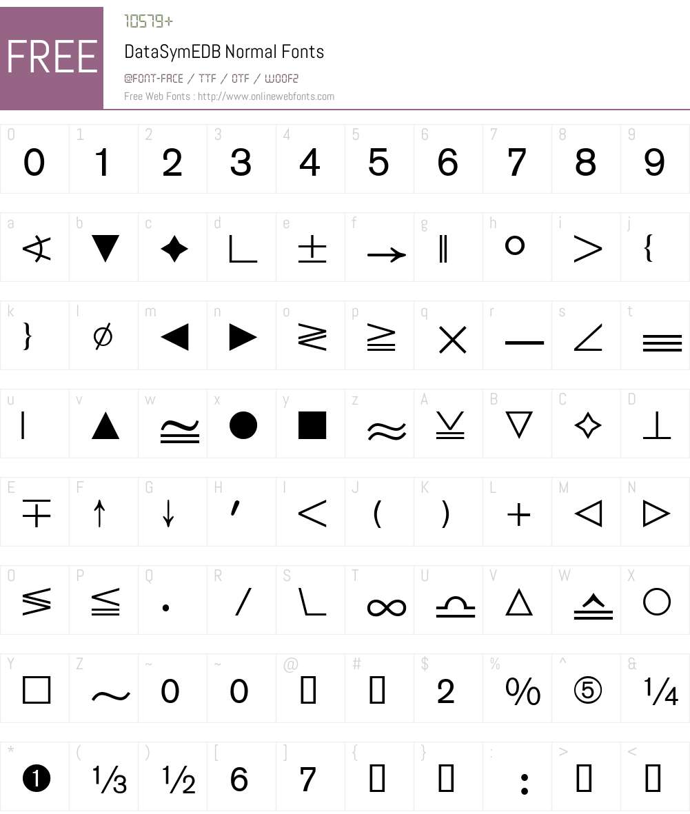 DataSymEDB Font Screenshots