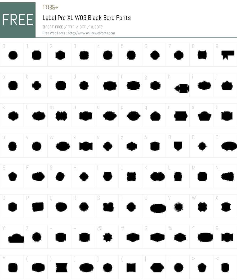 LabelProXLW03-BlackBord Font Screenshots