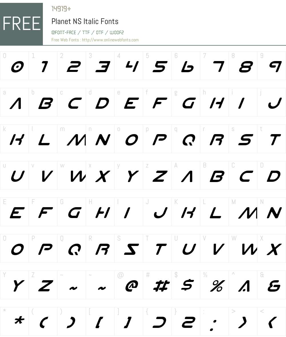 Planet NS Italic Font Screenshots
