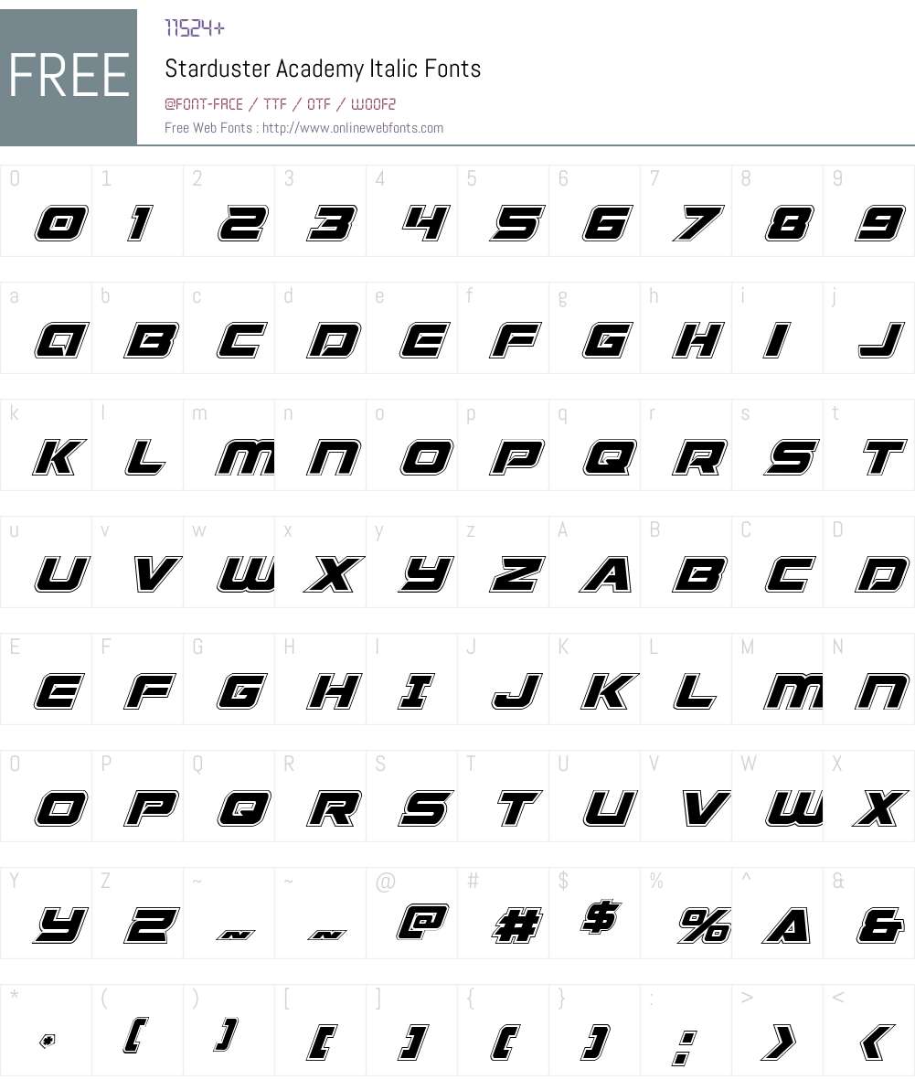Starduster Academy Italic Font Screenshots
