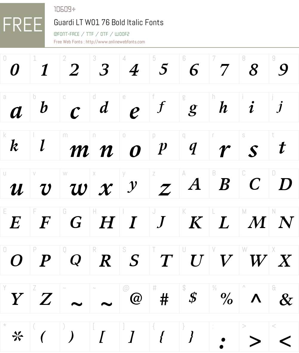 GuardiLTW01-76BoldItalic Font Screenshots