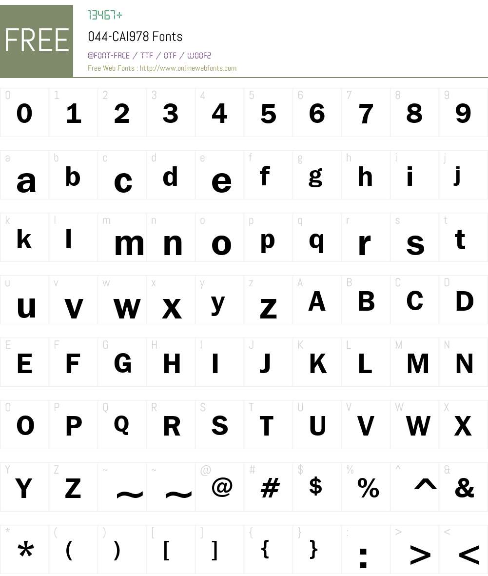 044-CAI978 Font Screenshots