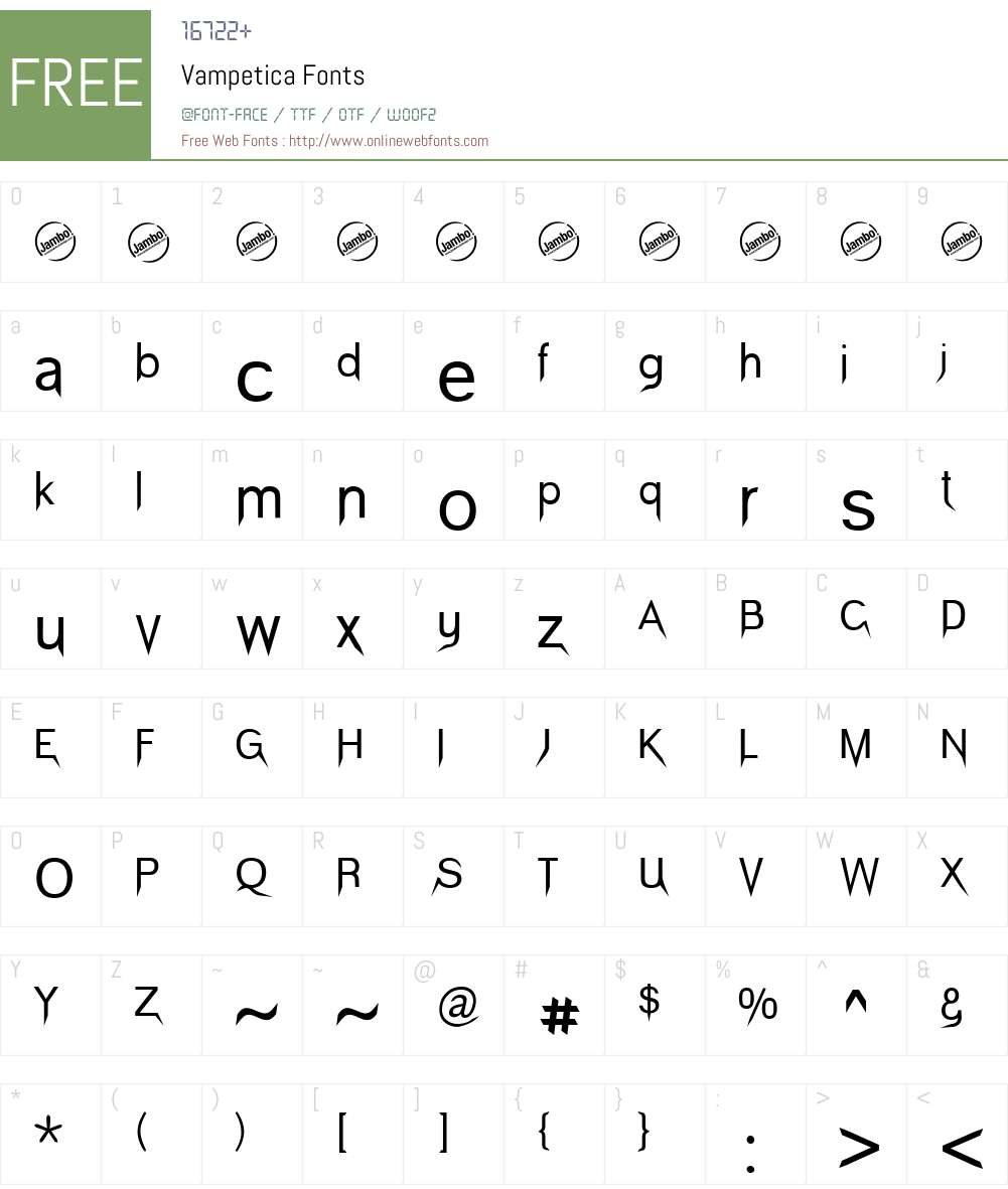 Copyright (c) 2014 by Jambo!. All rights reserved. Font Screenshots