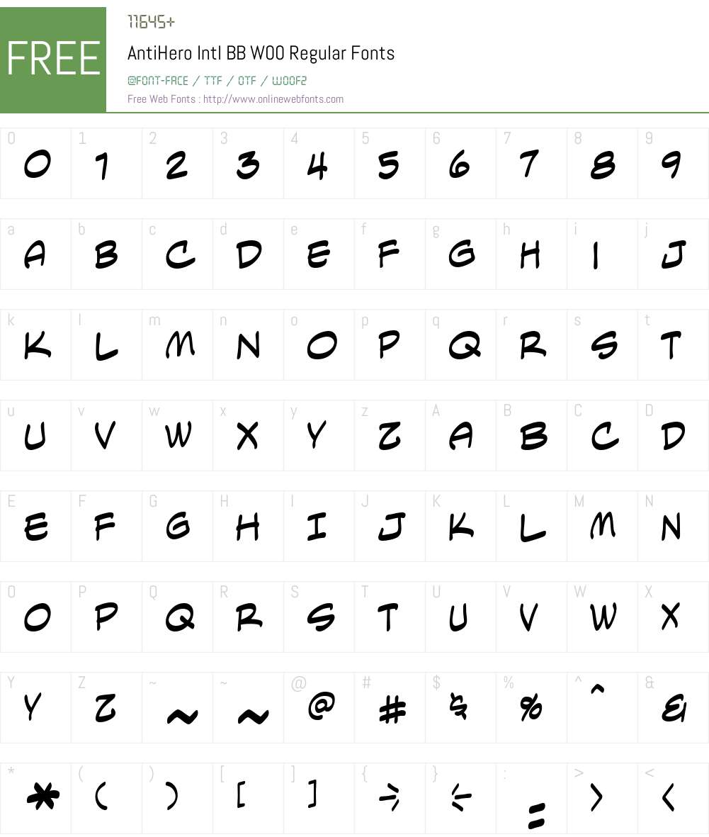 AntiHero Intl BB Font Screenshots