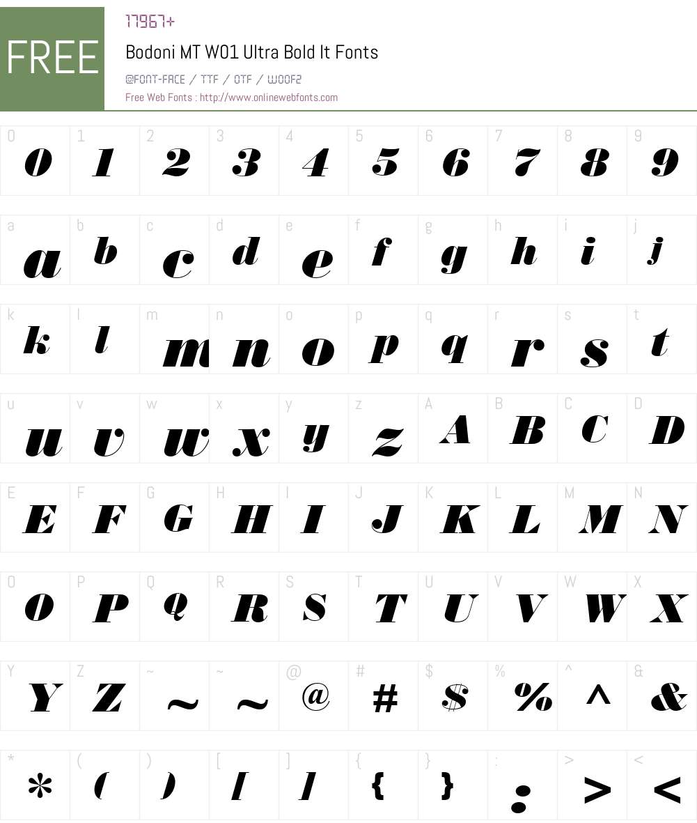 BodoniMTW01-UltraBoldIt Font Screenshots