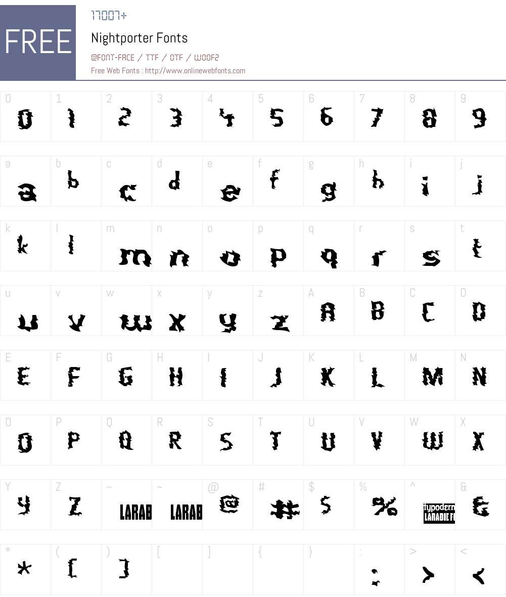 Nightporter Font Screenshots