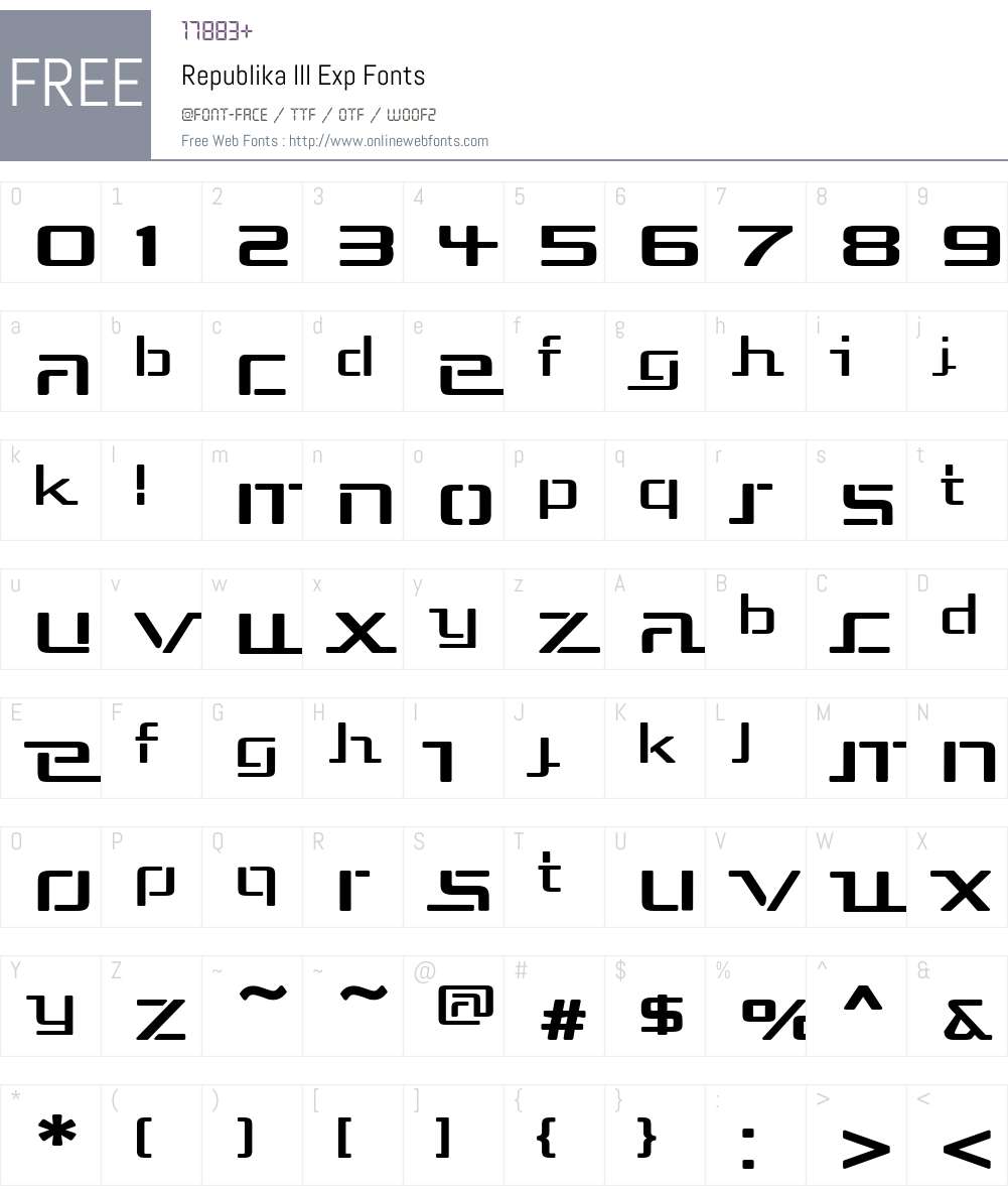 Republika III Exp Font Screenshots