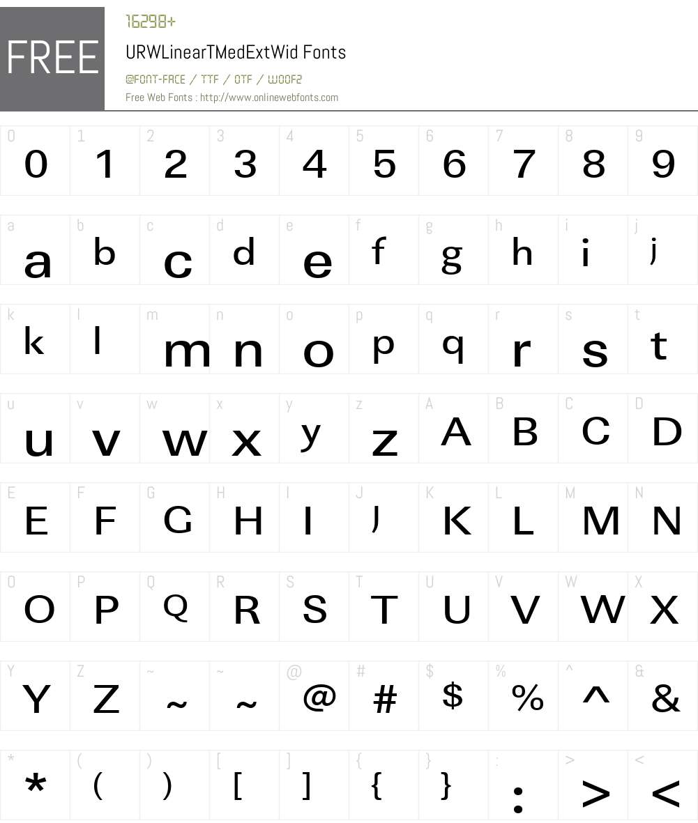 URWLinearTMedExtWid Font Screenshots