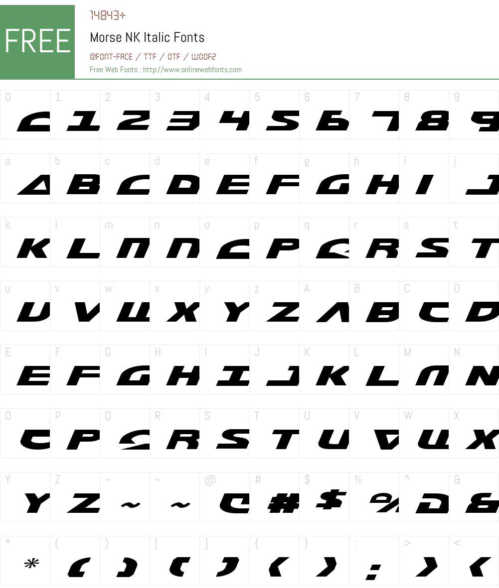 Morse NK Italic Font Screenshots