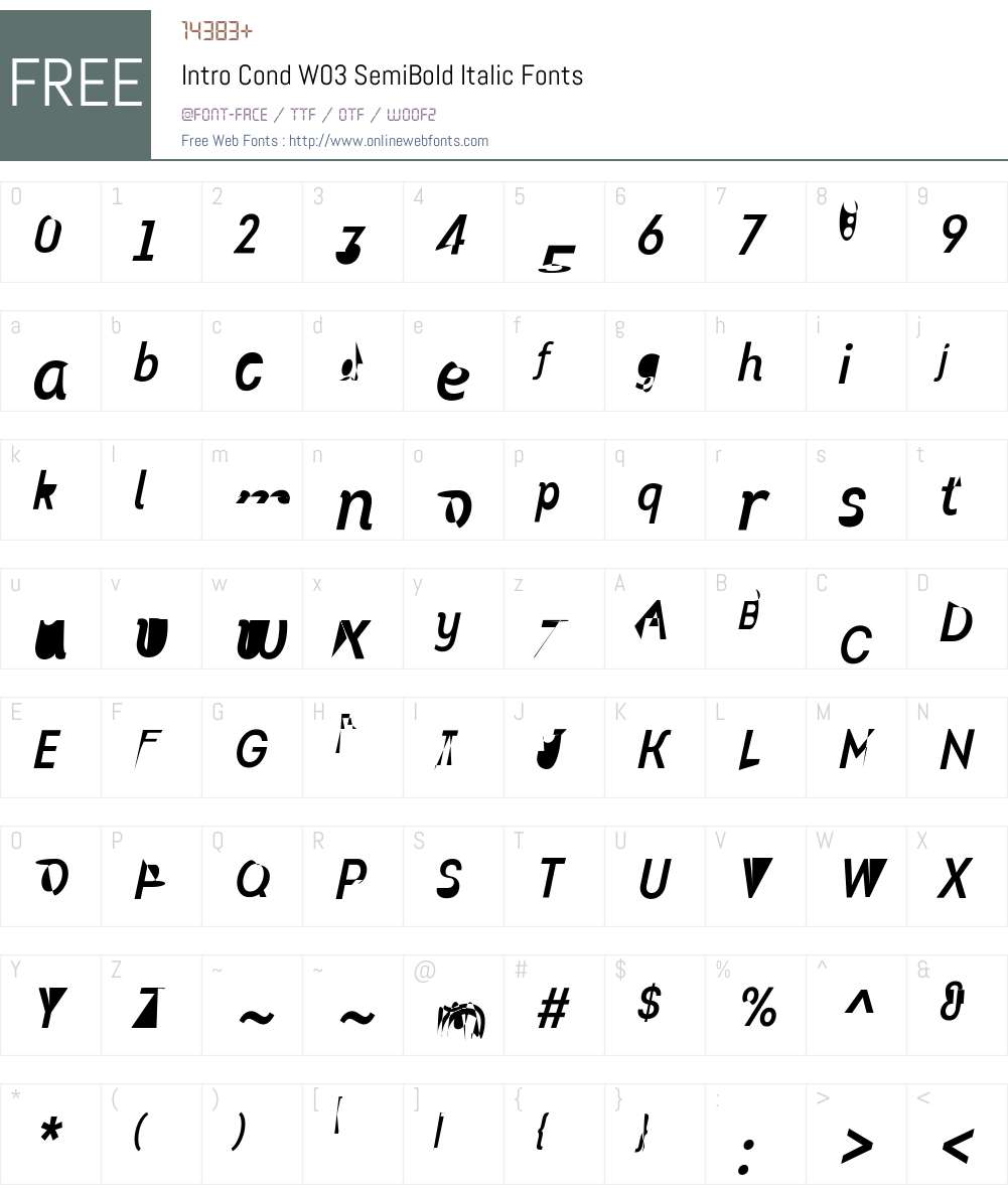 IntroCondW03-SemiBoldIt Font Screenshots