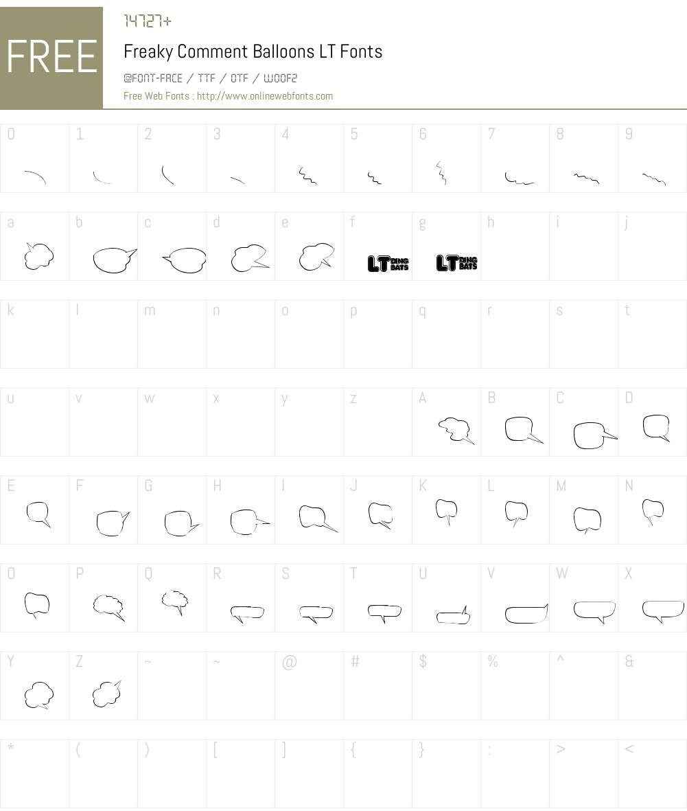 Freaky Comment Balloons LT Font Screenshots
