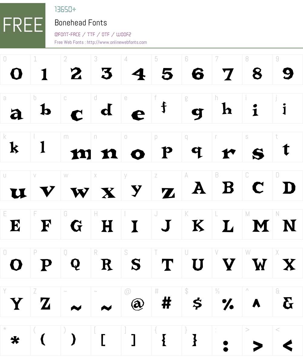 Bonehead Font Screenshots