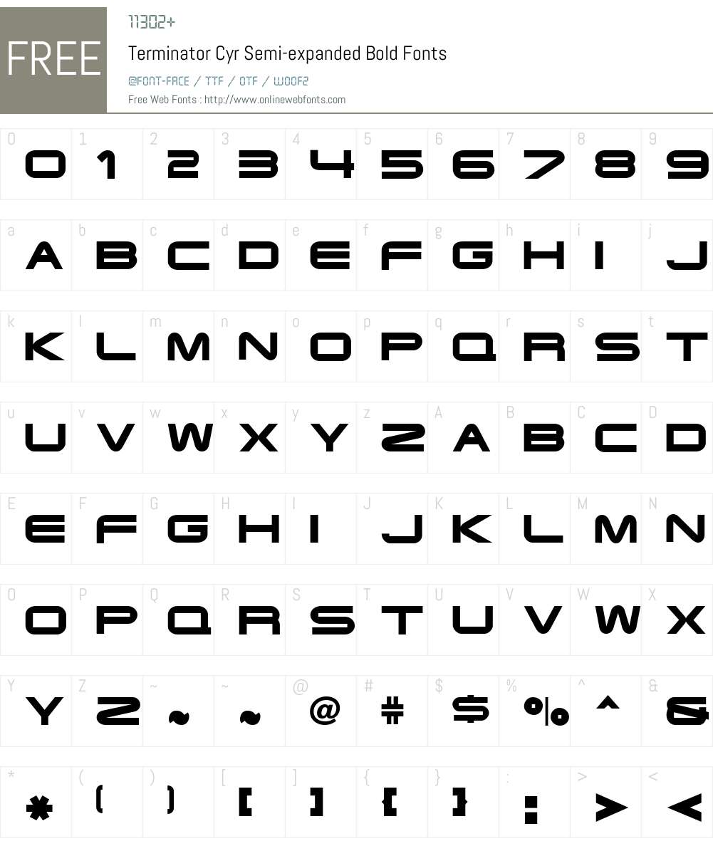 Terminator Cyr Font Screenshots