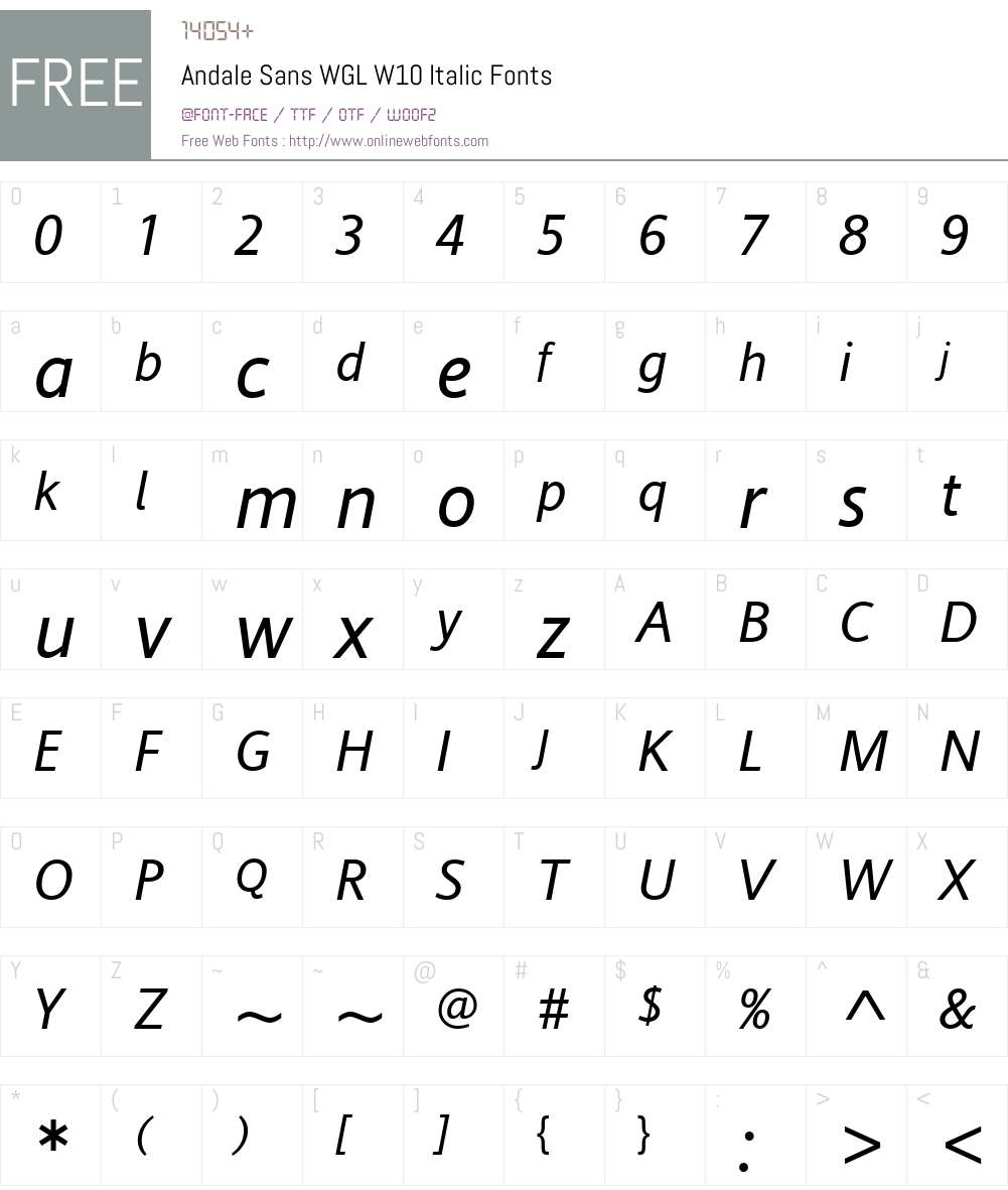 Andale Sans Font Screenshots