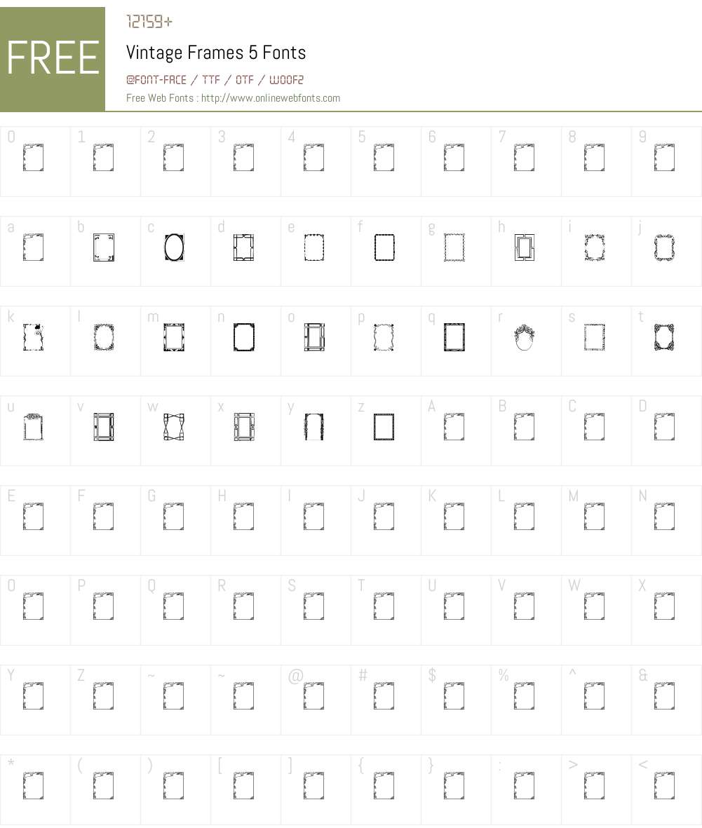Vintage Frames 5 Font Screenshots