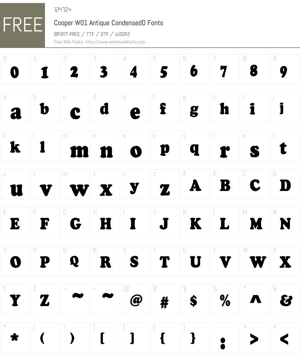 CooperW01-AntiqueCondensedD Font Screenshots