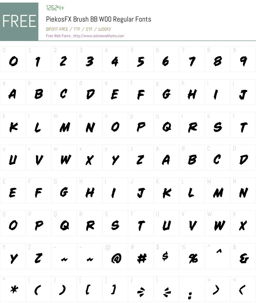 PiekosFXBrushBBW00-Regular Font Screenshots
