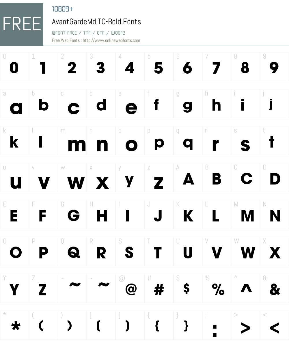 AvantGardeMdITC Font Screenshots