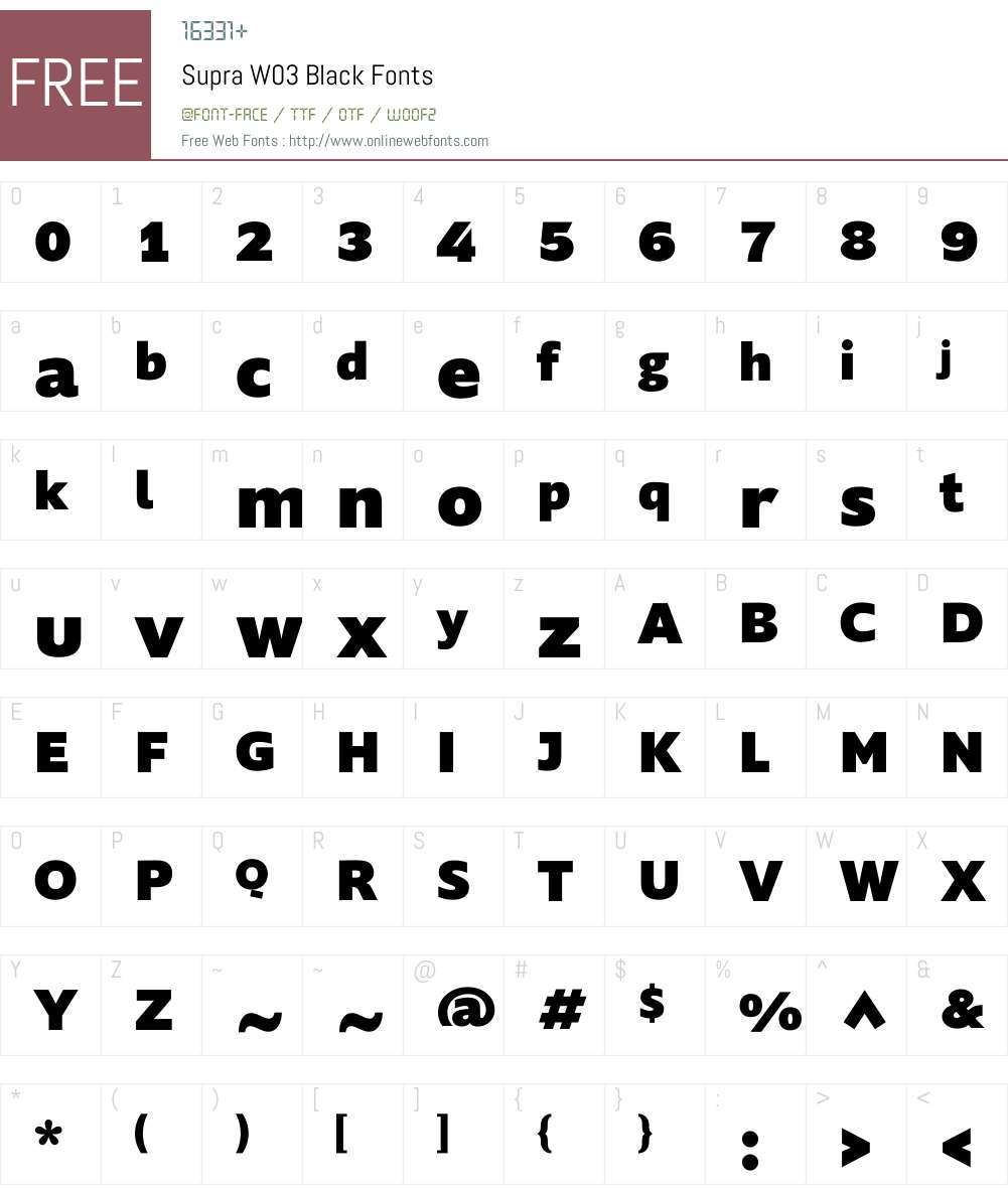 Supra Font Screenshots