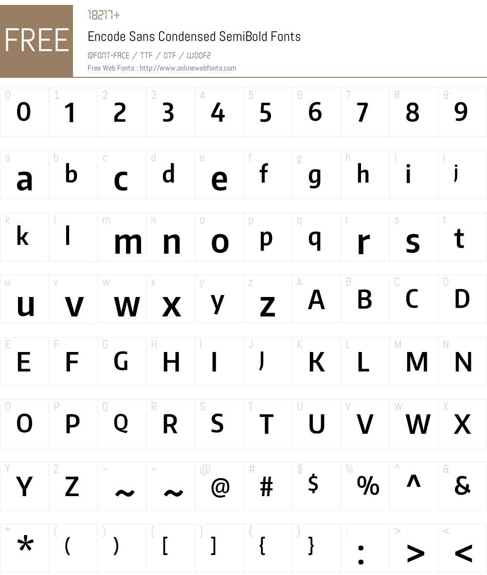 Encode Sans Condensed Font Screenshots