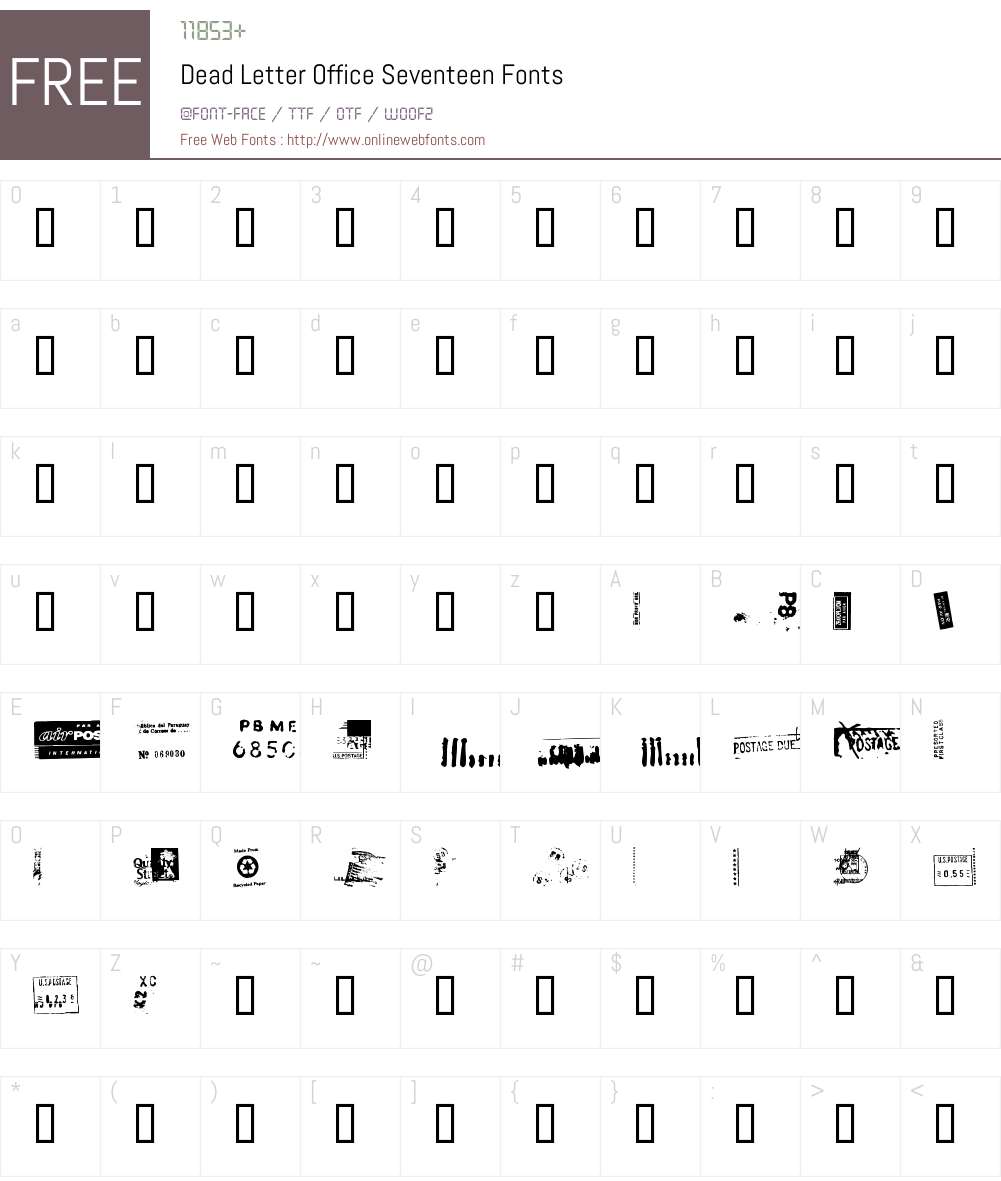 Dead Letter Office Seventeen Font Screenshots