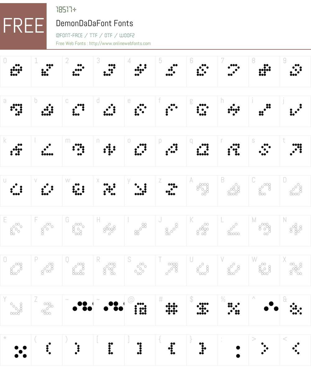 DemonDaDaFont Font Screenshots