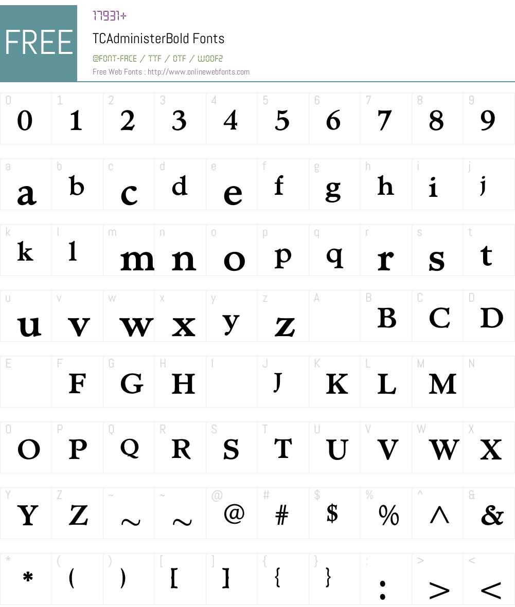 TCAdministerBold Font Screenshots