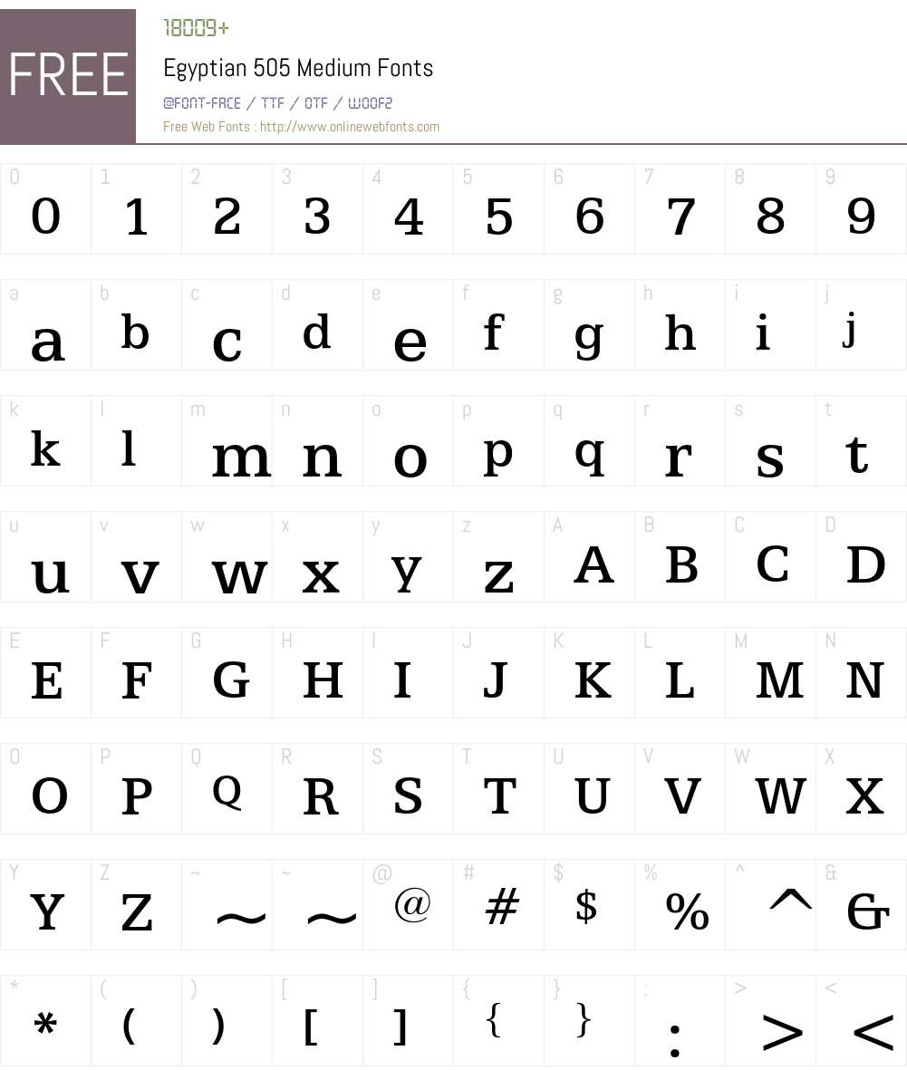 Egyptian 505 Font Screenshots