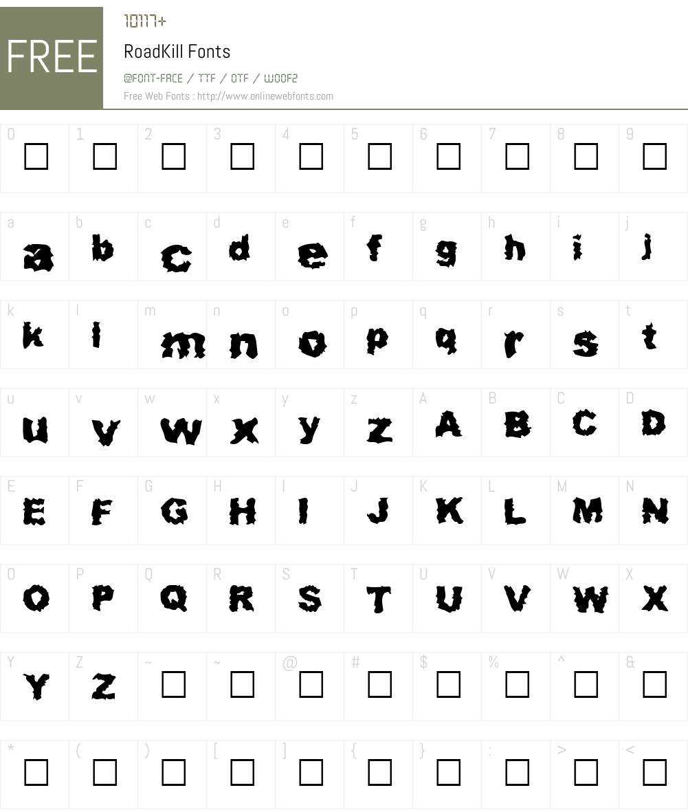 RoadKill Font Screenshots