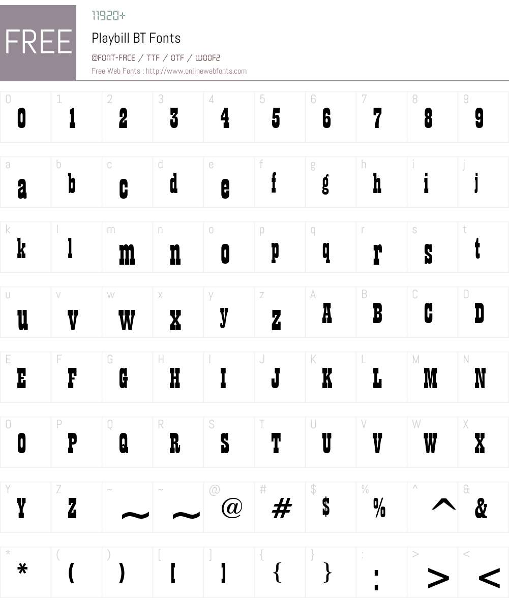 Playbill Font Screenshots
