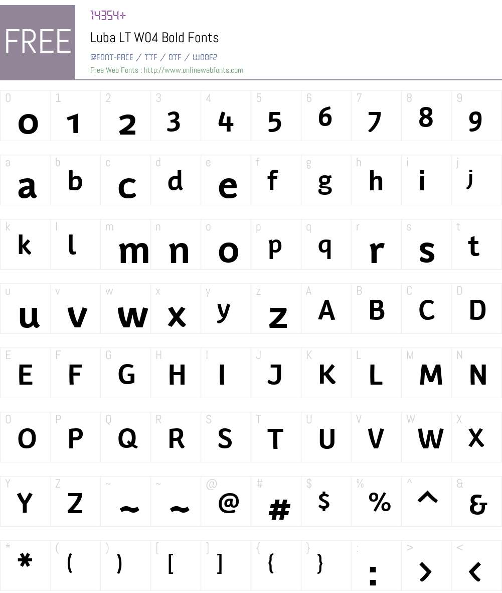 LubaLTW04-Bold Font Screenshots