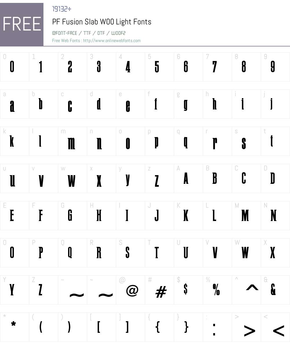 PFFusionSlabW00-Light Font Screenshots