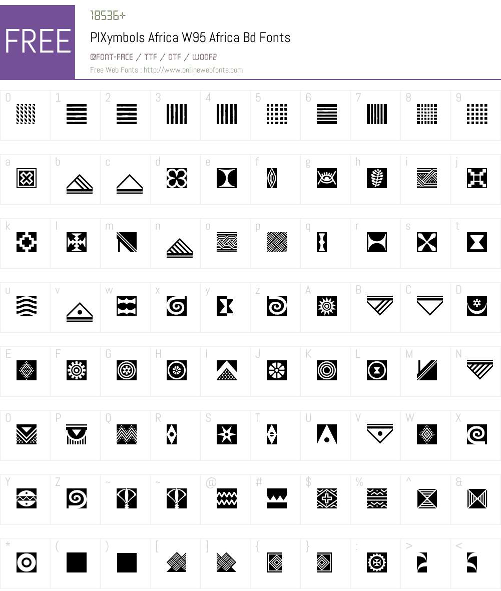 PIXymbolsAfricaW95-AfricaBd Font Screenshots