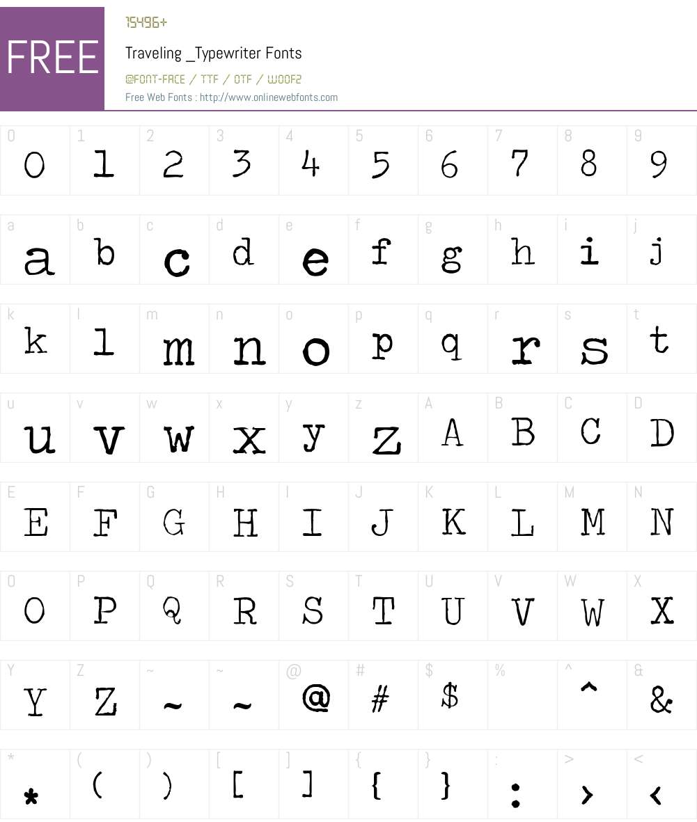 Traveling _Typewriter Font Screenshots