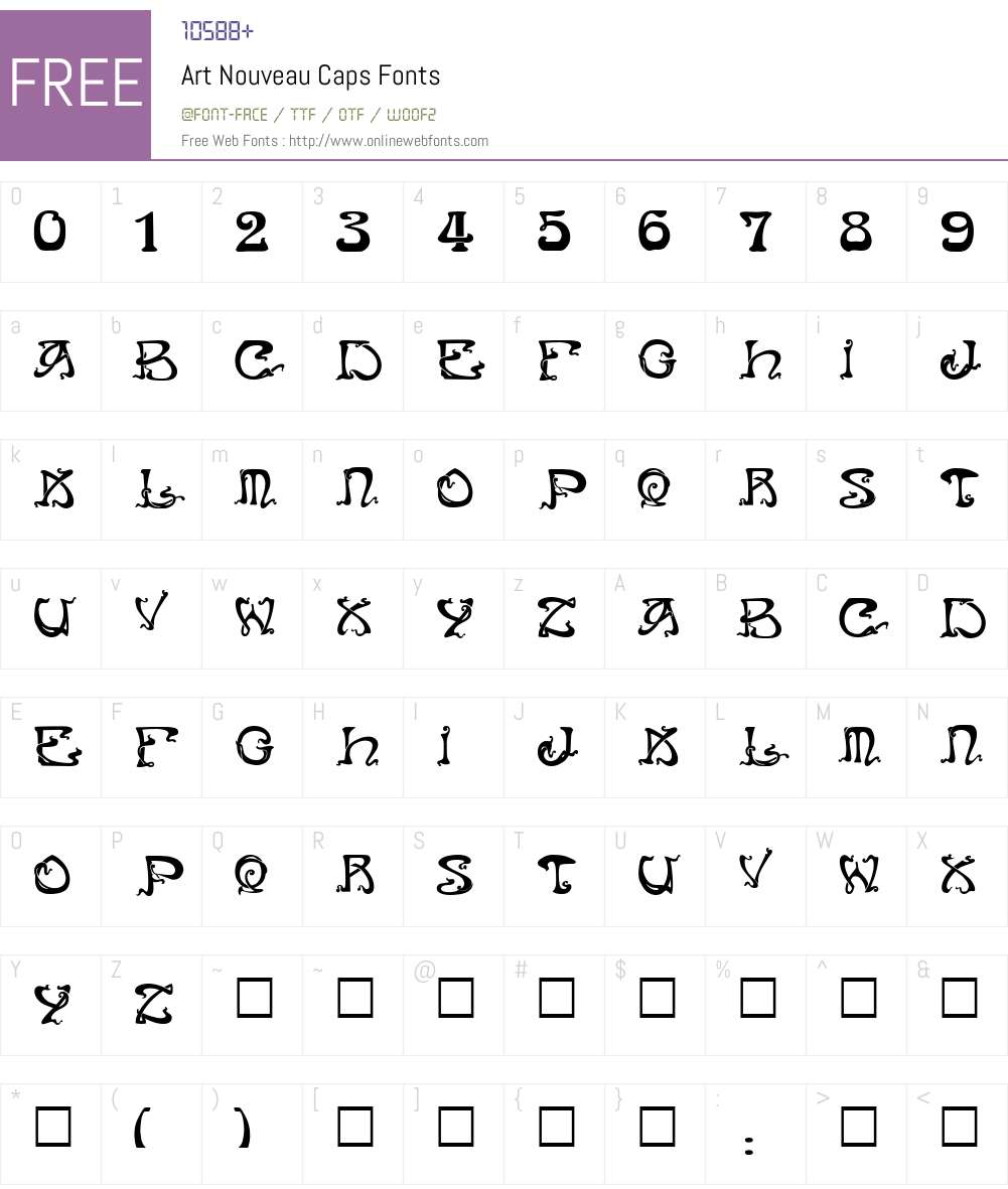 Art Nouveau Caps Font Screenshots