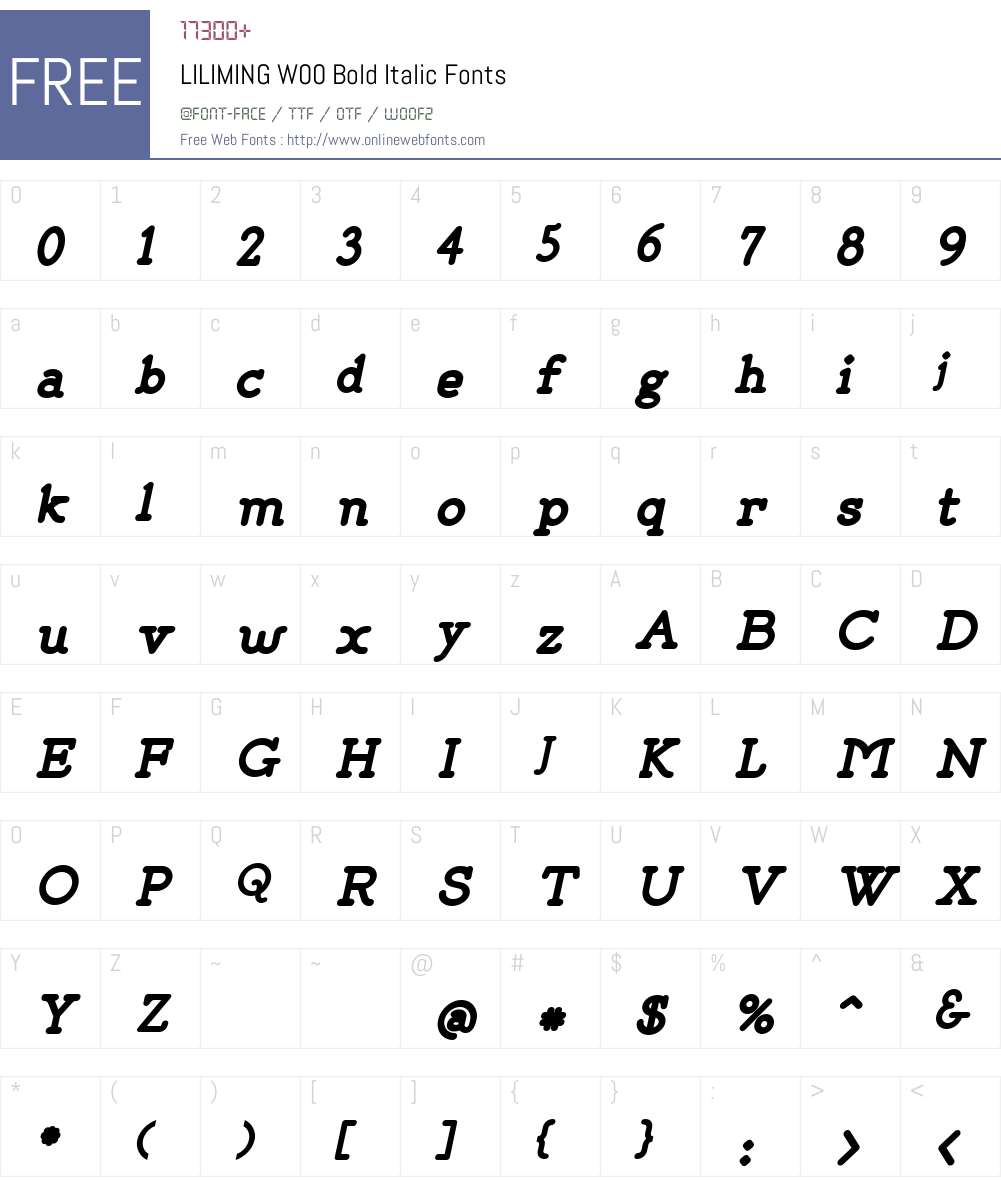 LILIMINGW00-BoldItalic Font Screenshots