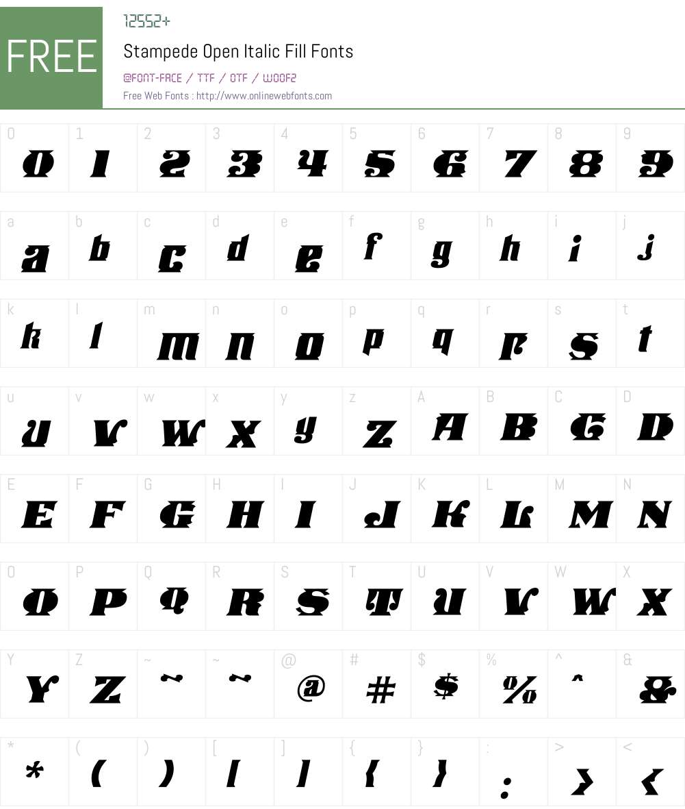 Stampede Open Italic Fill Font Screenshots