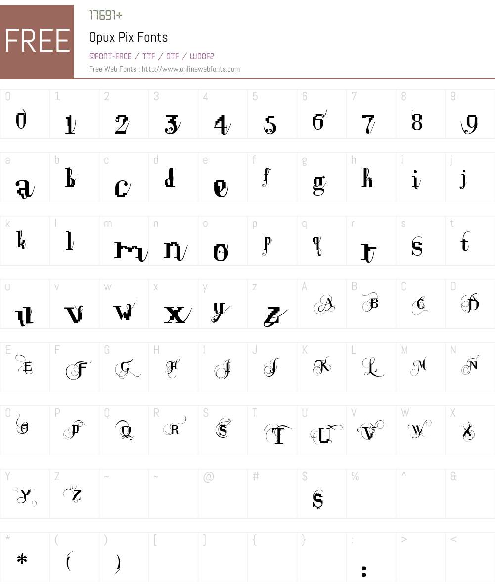 Opus Pix Font Screenshots