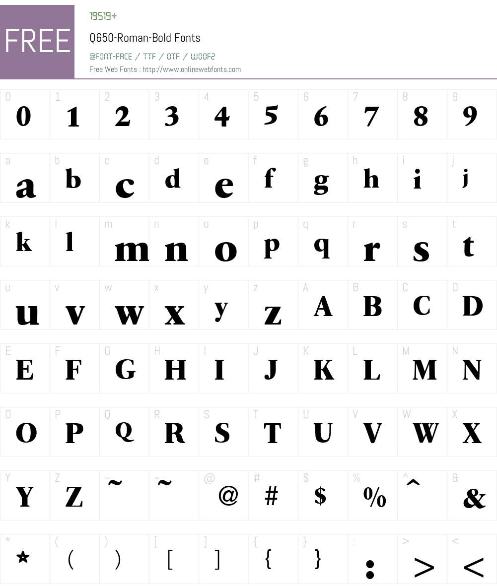 Q650-Roman Font Screenshots